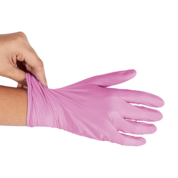 Luva Nitrílica Powder Free Rosa Descarpack com 100 Unidades