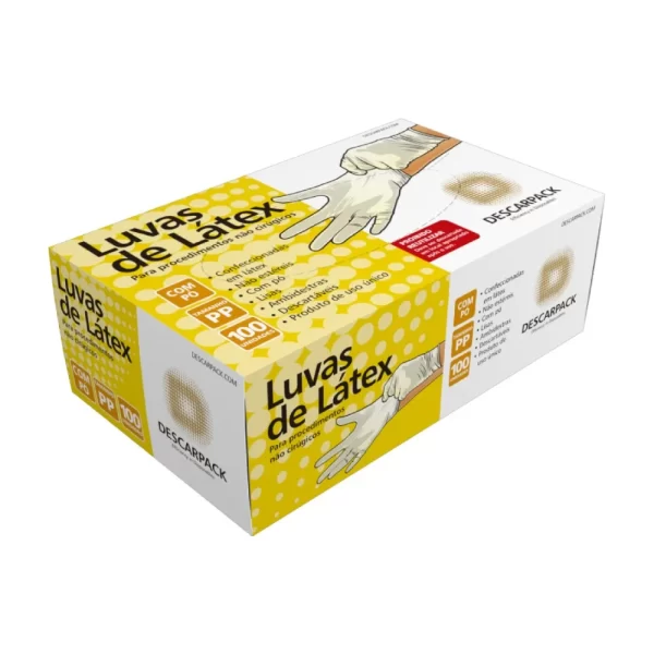 Luva de Látex para Procedimentos Não Cirúrgicos com Pó Descarpack com 100 Unidades
