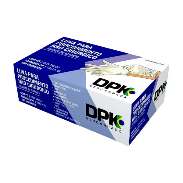 Luva de Látex para Procedimentos Não Cirúrgicos com Pó DPK Descarpack com 100 Unidades