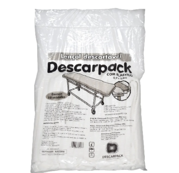 Lençol Descartável com Elástico Descarpack com 10 Unidades