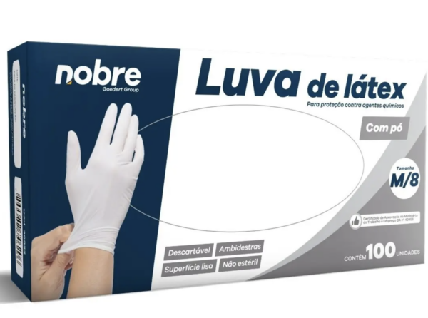 Luva Látex Branca Nobre M Com Pó -  100 Unidades