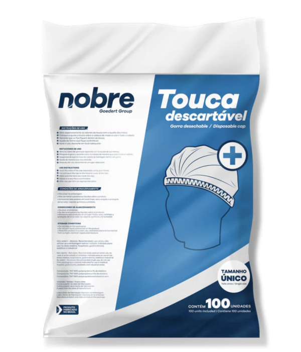Touca Descartável NOBRE  Tamanho Unico - 100 unidades